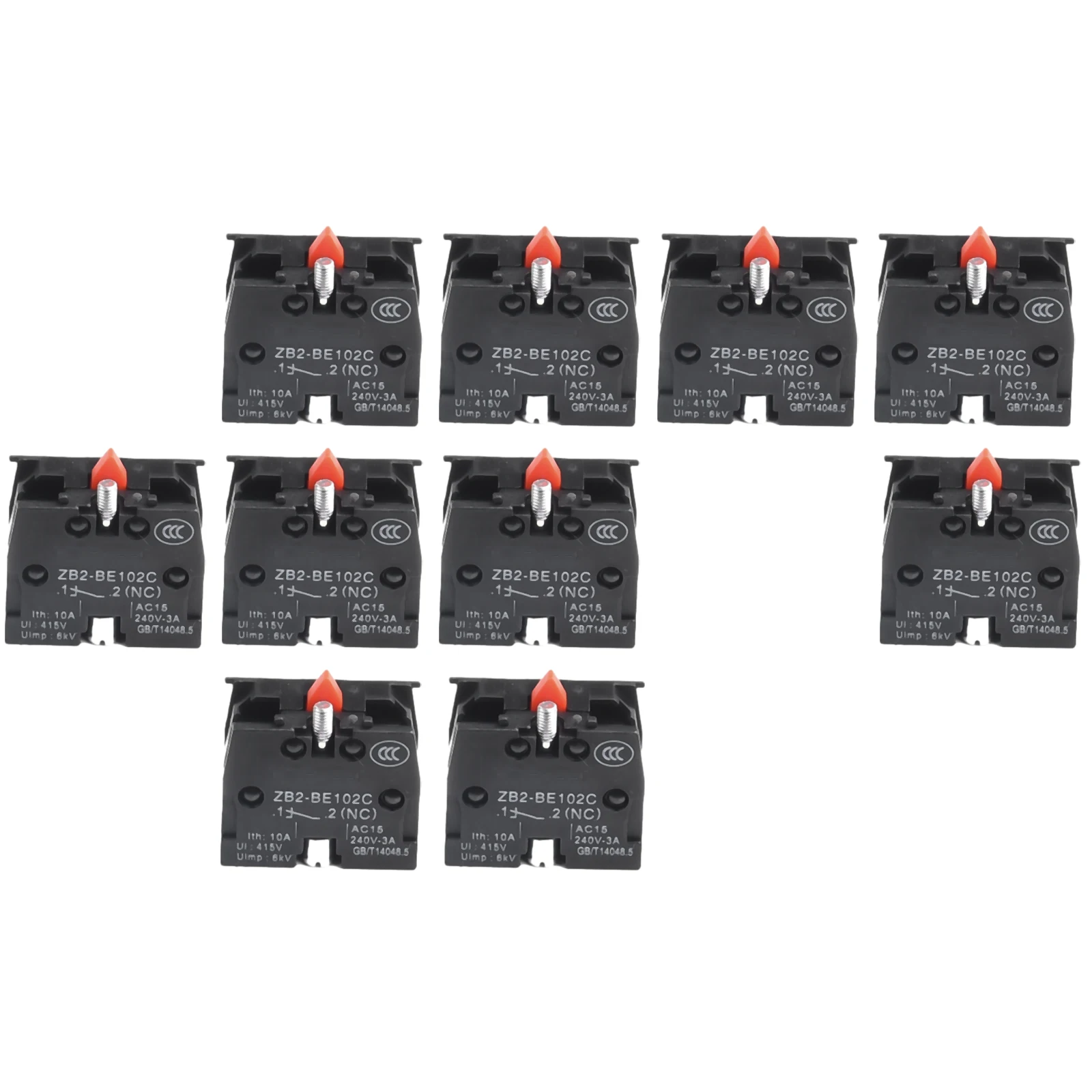 Pack of 10 Push Button Joystick Switches Model ZB2BE102C Normally Closed Contact 10A 600V for Electrical Panels