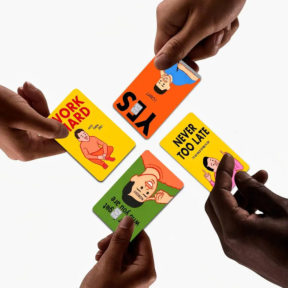 J-Joan C-Cornella Art Prints Anime Spend or Save Funny Shell On Thin No Fade Sticker Skin Cover Film for Debit Credit Card