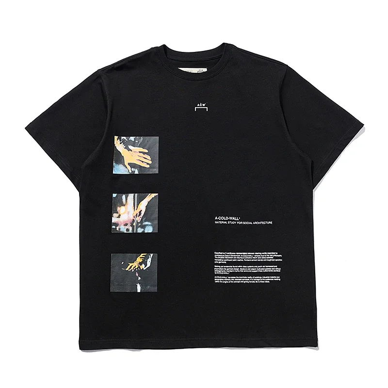 A-COLD-WALL* ACW TEE Painting Printing Oversize Street T Shirt Men Women 1:1 O-Neck High Quality Cotton Black White Short Sleeve