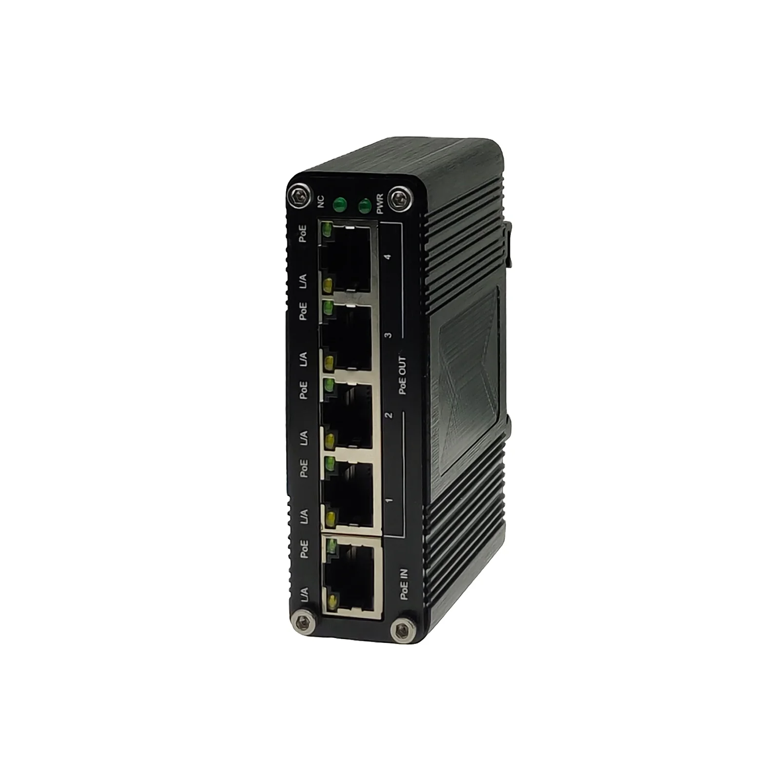 Outdoor PoE Extender Repeater 1 X RJ45 PoE PD Port + 4 X RJ45 PoE PSE Ports Industrial Din Rail Mounting