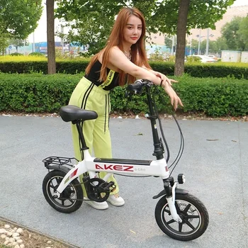 Image AKEZ city E-Bike 250W Motor 36V10AH Lithium battery 14-inch Tire Urban Commuter Electric bicycle Mini model Snow Portable Small