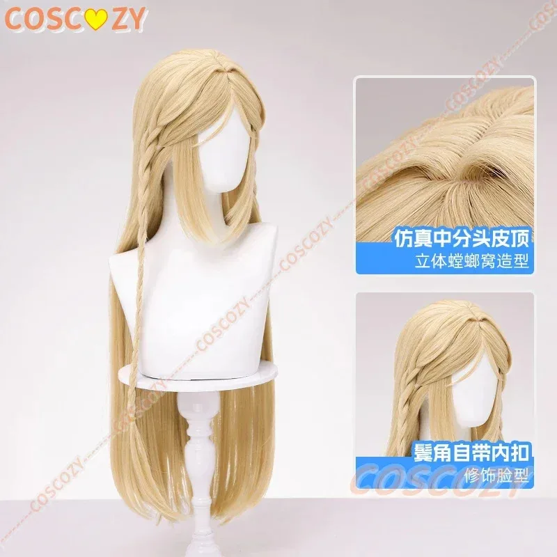게임 Wuthering Waves Cartethyia 코스프레 가발 금발 긴 머리띠 Rinascita 할로윈 파티 헤어 여성 소녀 카니발 게임 가발