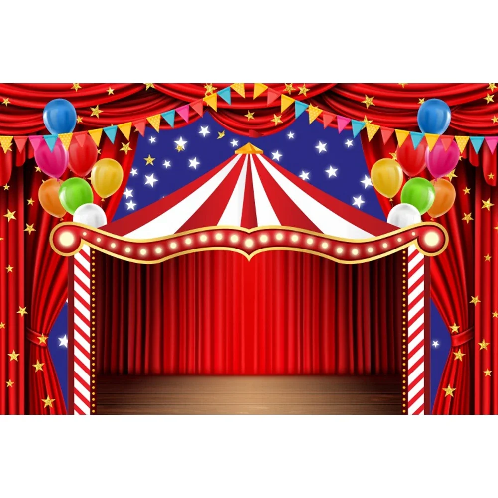 Circus Carnival Photography Backdrop Baby Birthday Circus Theme Party Balloon Clown Children Portrait Background Photo Studio