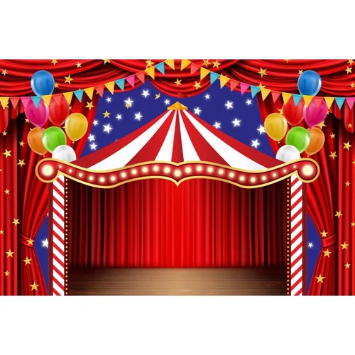 Imagen 2 del producto Fondo de fotografía de Carnaval de circo, fiesta temática de circo de cumpleaños de bebé, globo, payaso, retrato de niños, estudio fotográfico