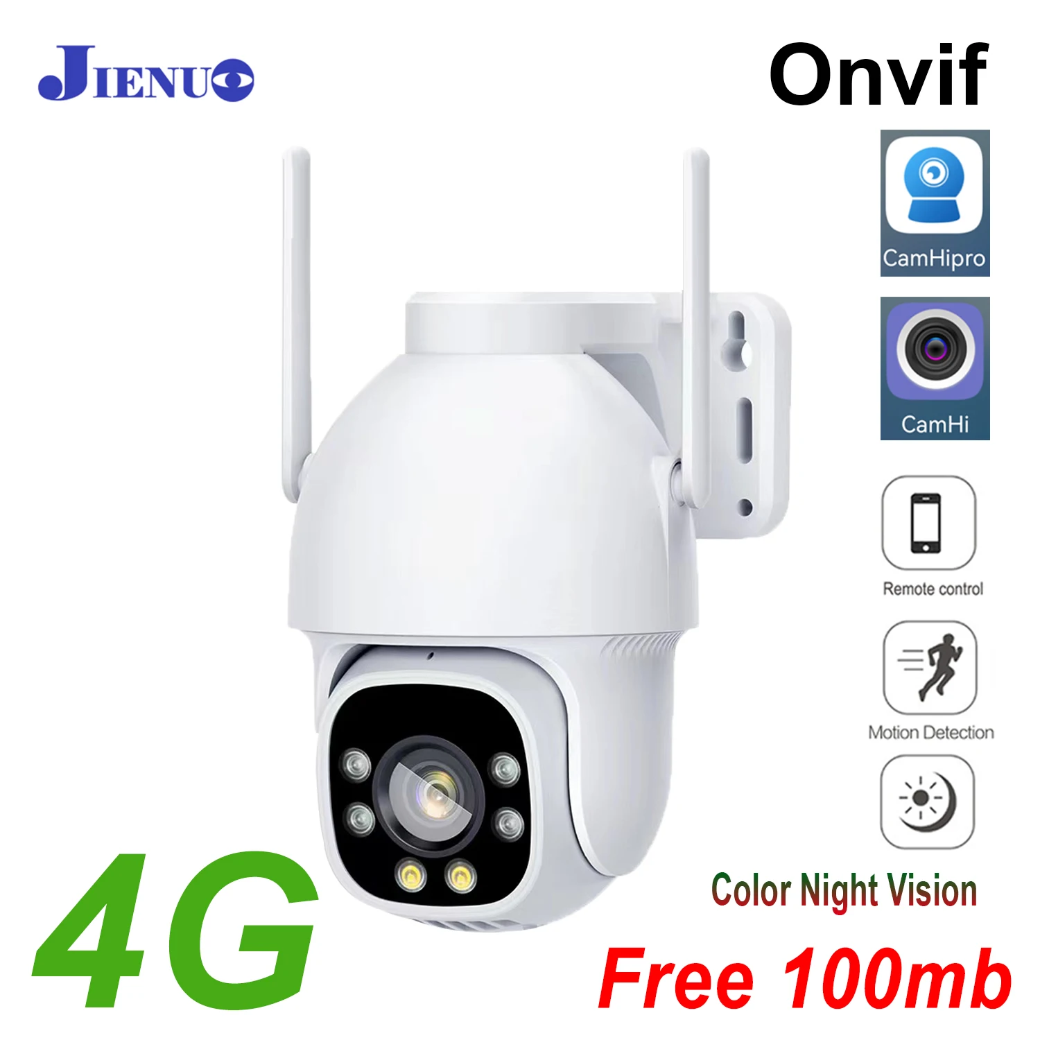 

4G Camera IP PTZ HD Free 100mb Traffic Sim Card Wireless Waterproof Outdoor Indoor Security Full Color NightVision CCTV Home Cam