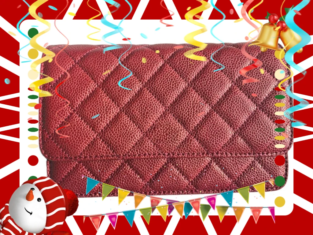 

Caviar pattern women's bag wallet solid color shoulder bag handbag checked leather wallet double letter back lambskin buckle