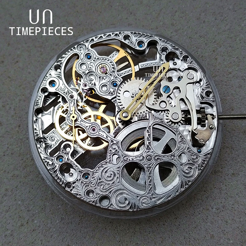 Genuine Mechanical ETA6497 Model St3600SK SILVER Manual Skeleton Hollow Out Carved Flowers Movement Parts  Repair Replace