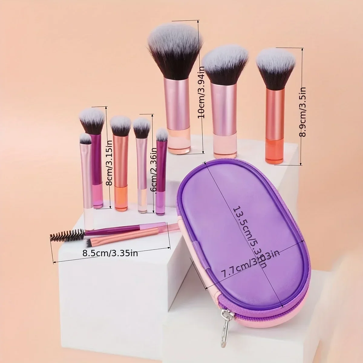 Juego de Mini brochas de maquillaje, 10 Uds., sombra de ojos en polvo, base, colorete, licuadora, corrector, herramientas de maquillaje de belleza, suministros profesionales