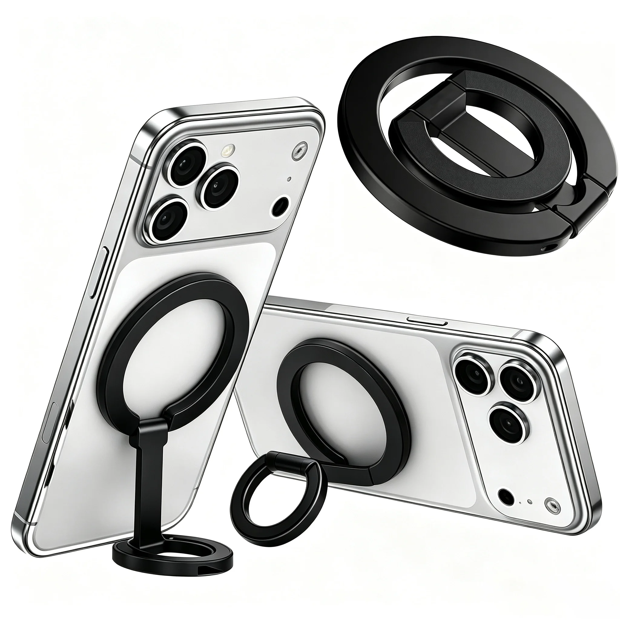 Metal Double Side Magnetic Cell Phone Ring Holder Bracket Removable Cell Phone Grip Kickstand for iPhone MagSafe Samsung Xiaomi view 6