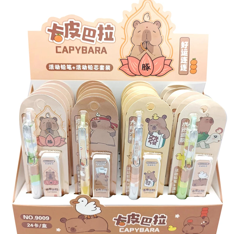 Kawaii Capybara Druckbleistift-Set 0,5 mm zum Zeichnen, Schreiben, Schule, Büro, Schreibwaren, Geschenk