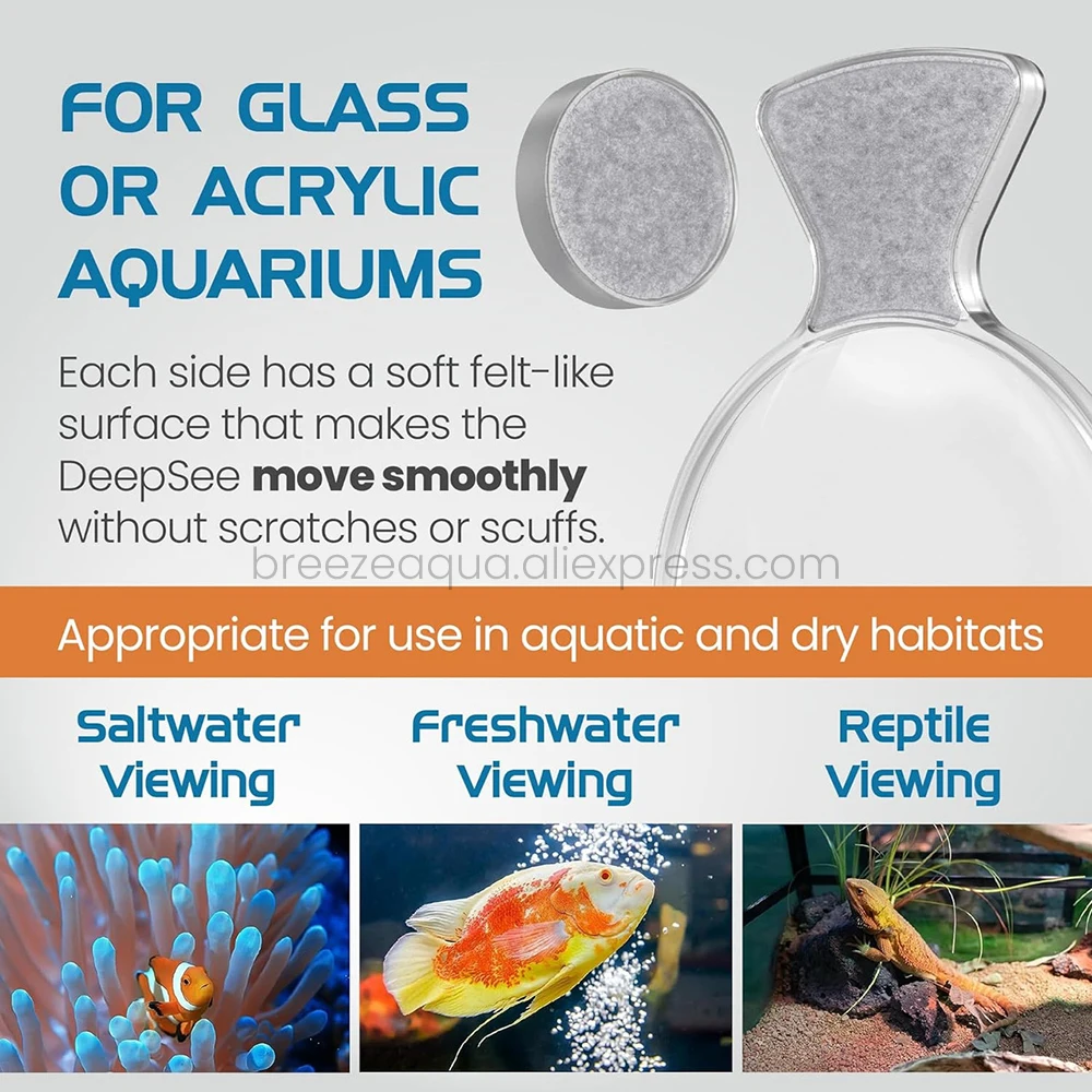 Flipper DeepSee Glas Acryl Zoetwater Zoutwater Aquarium Helder 4” en 5” Standaard Max Vergrote Magnetische Aquariumviewer