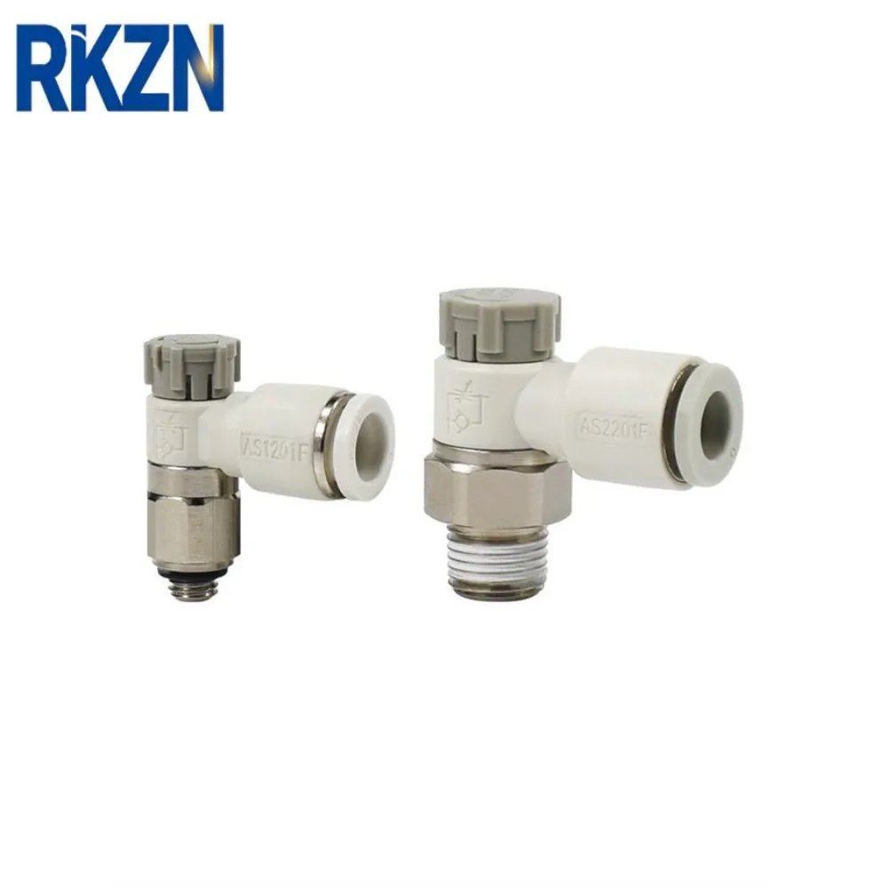 AS1201F-M5-04A AS2201F-01-2-06SA 08SA Lockable Flow Control Valve Pneumatic Air Speed Regulator PU Tube Quick Connector Fitting