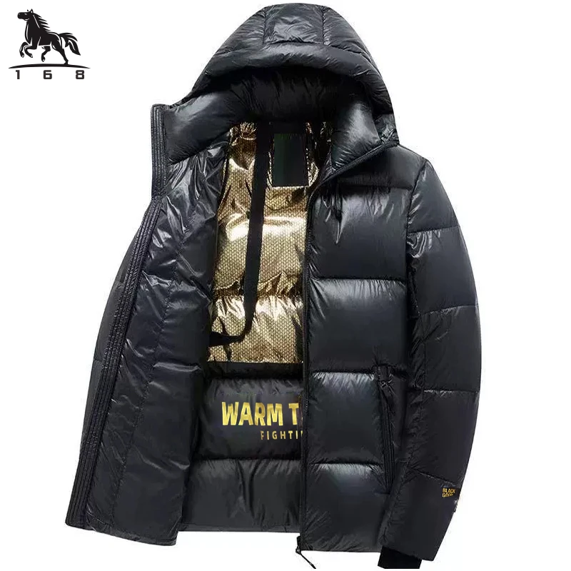 Parka con capucha para hombre, abrigo cálido de negocios y ocio, color negro y dorado, novedad de invierno, 995