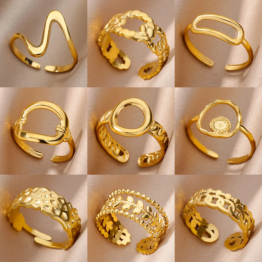 Anel feminino impermeável estilo retrô em aço inoxidável