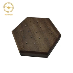 MDNEN Black Walnut Solid Wood Hexagon Display Stand for 16G/14G/Threadless Piercing Jewelry Stud Earrings Display Stand