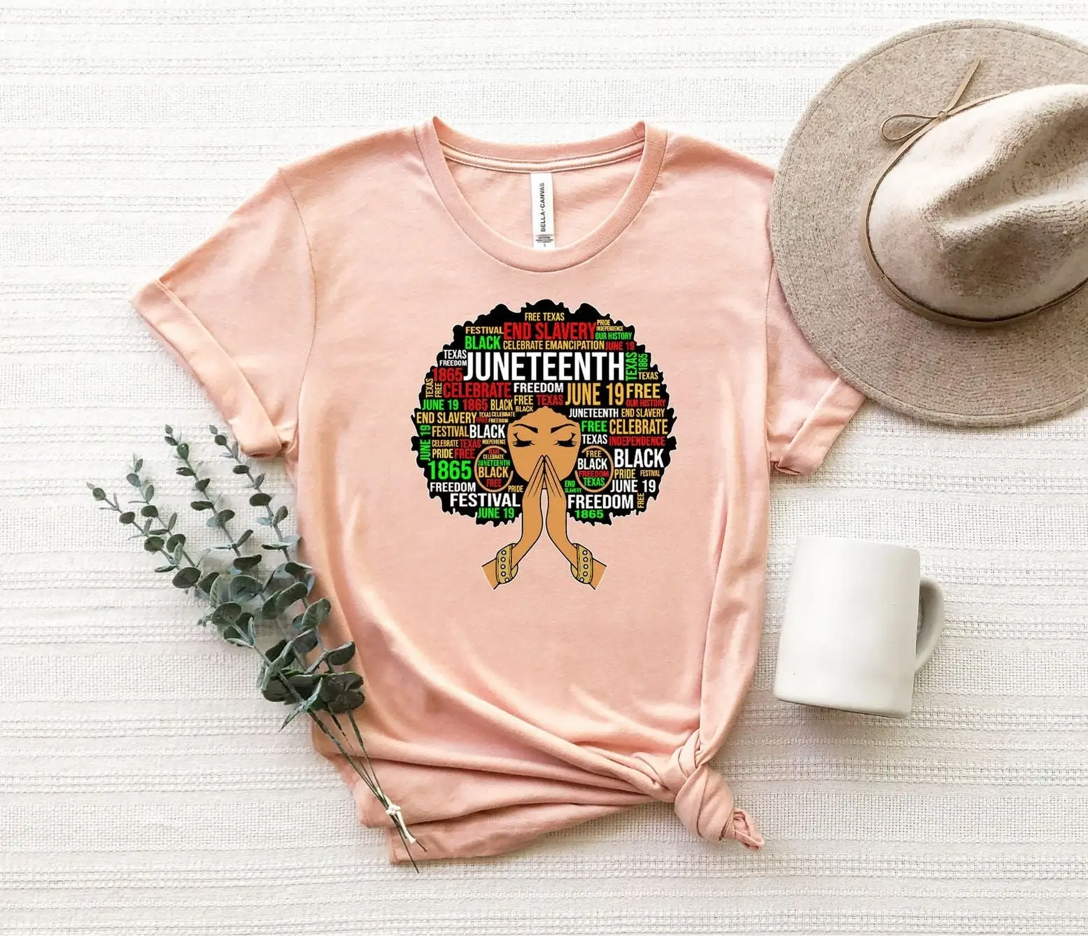 Juneteenth Black Women T Shirt African American Afro Girl Since 1865 Freedom