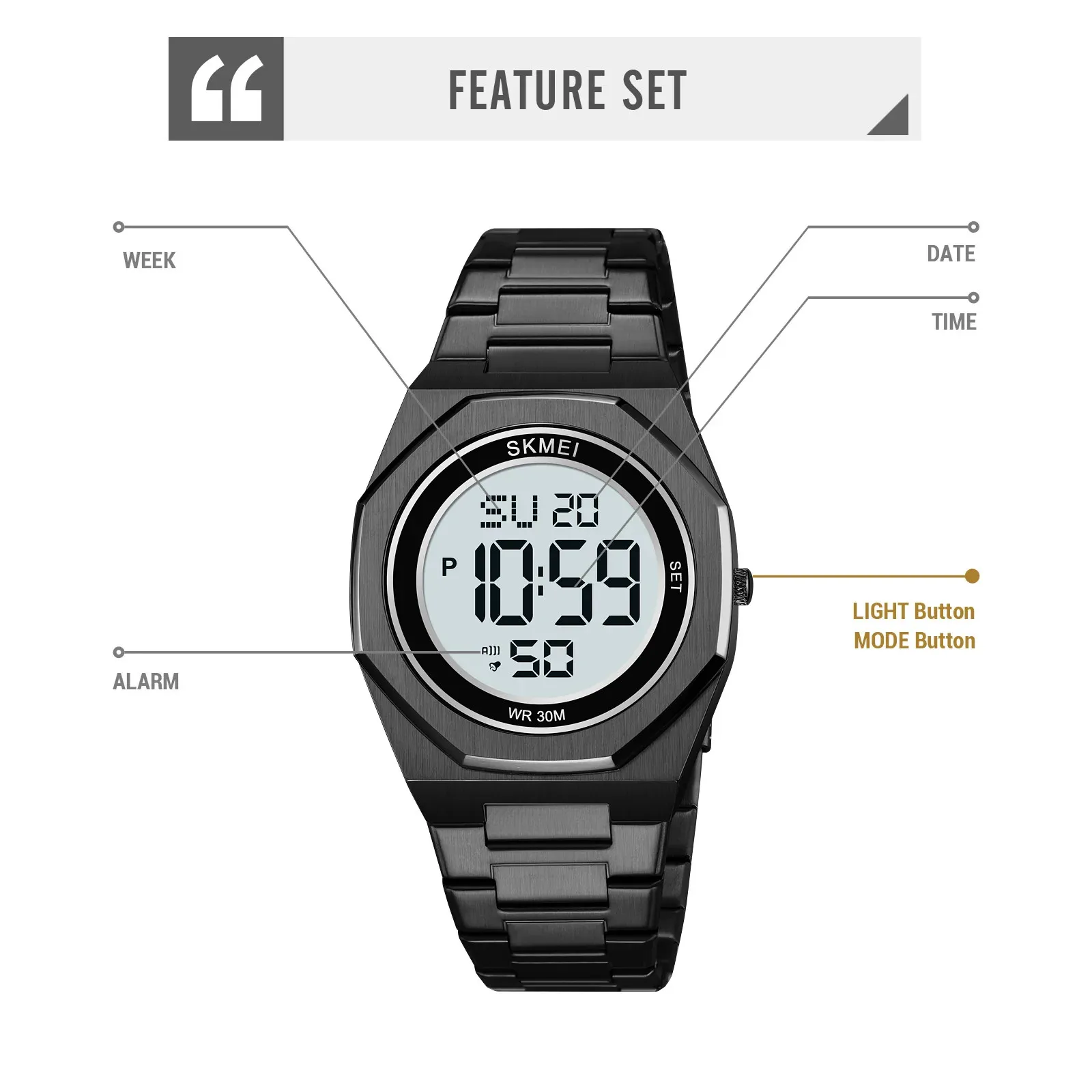 ساعات الضوء الخلفي مقاوم للماء ساعة يد رياضية رقمية جديدة SKMEI 2479 كرونو للرجال #5