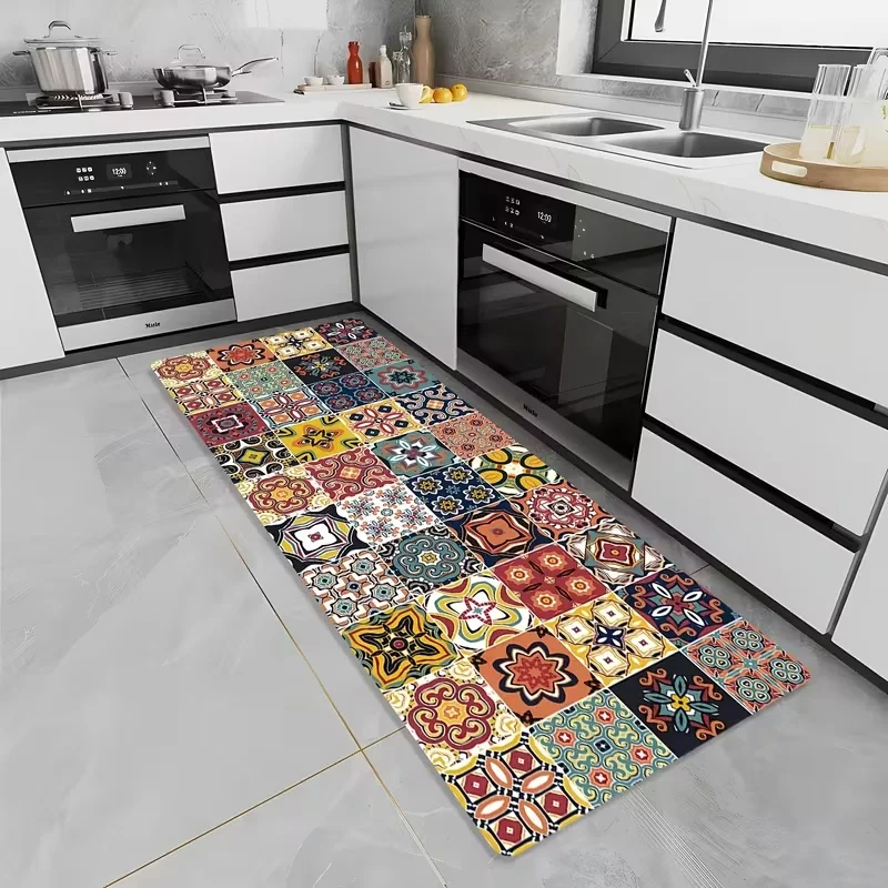 Boho Tribal Küchenmatte Waschbare Rutschfeste Weiche Bodenmatte für Küchenspüle Wohnzimmer Eingangsbereich Innenflur Läufer Teppich