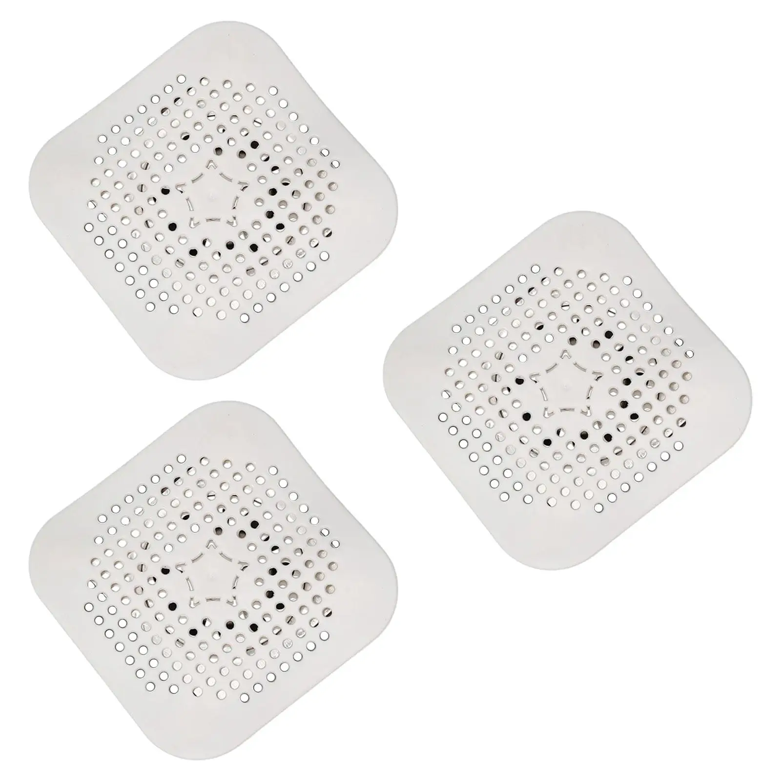 3 Pieces Silicone Drain Cover with Suction Cup Flexible Flat Strainer Hair Catcher for Shower Washbasins Kitchen Bathroom Filter