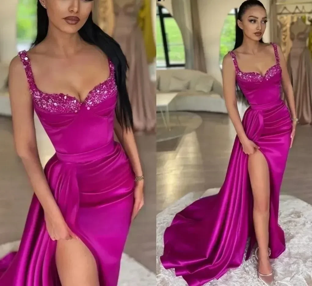 Elegante Meerjungfrau ärmellose rücken freie Luxus Frauen Abendkleid sexy Seite Schlitz Wrap Hip Cocktail formelle Ball Party Kleid