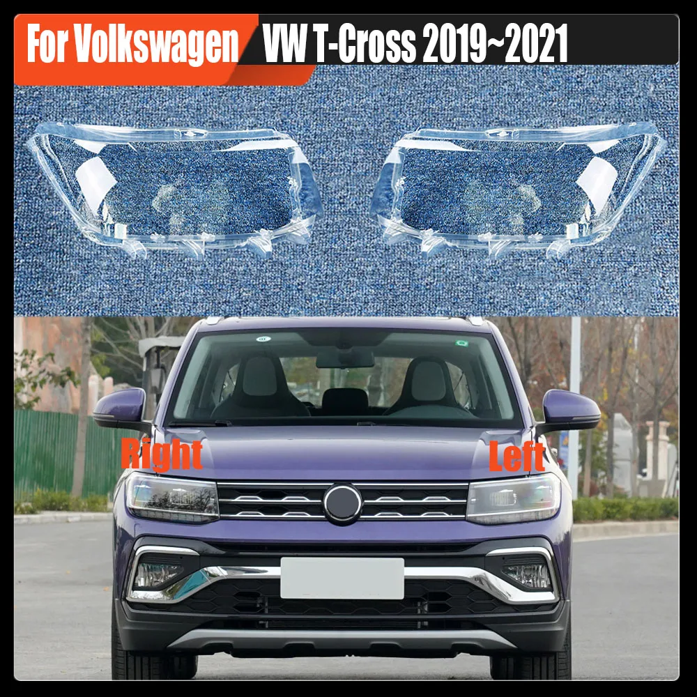 

For Volkswagen VW T-Cross 2019~2021 Headlamp Lamp Shell Headlight Cover Transparent Lens Plexiglass Replace Original Lampshade