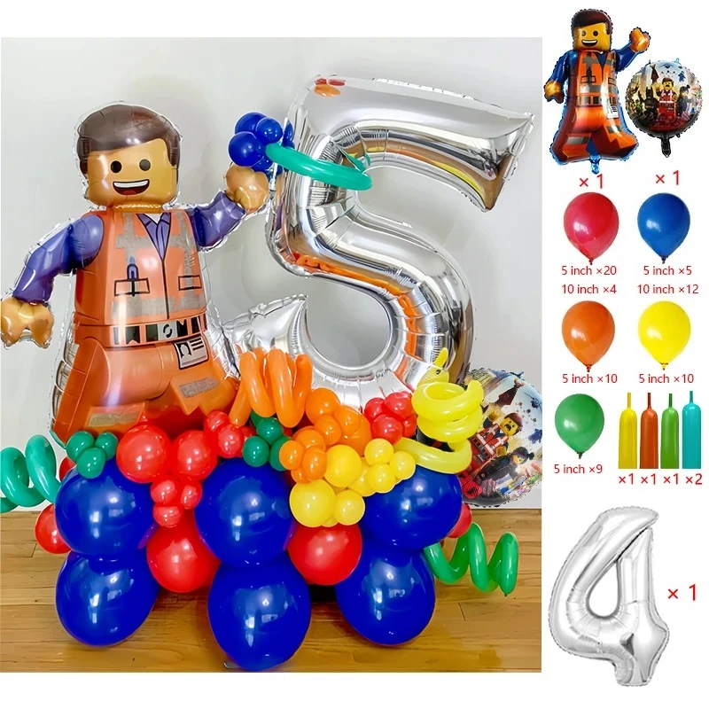 Cartoon Building Block Themed Party Balloon Set Colorful Latex Balloons for Baby Shower Kids Birthday Christmas Decorations - view 6
