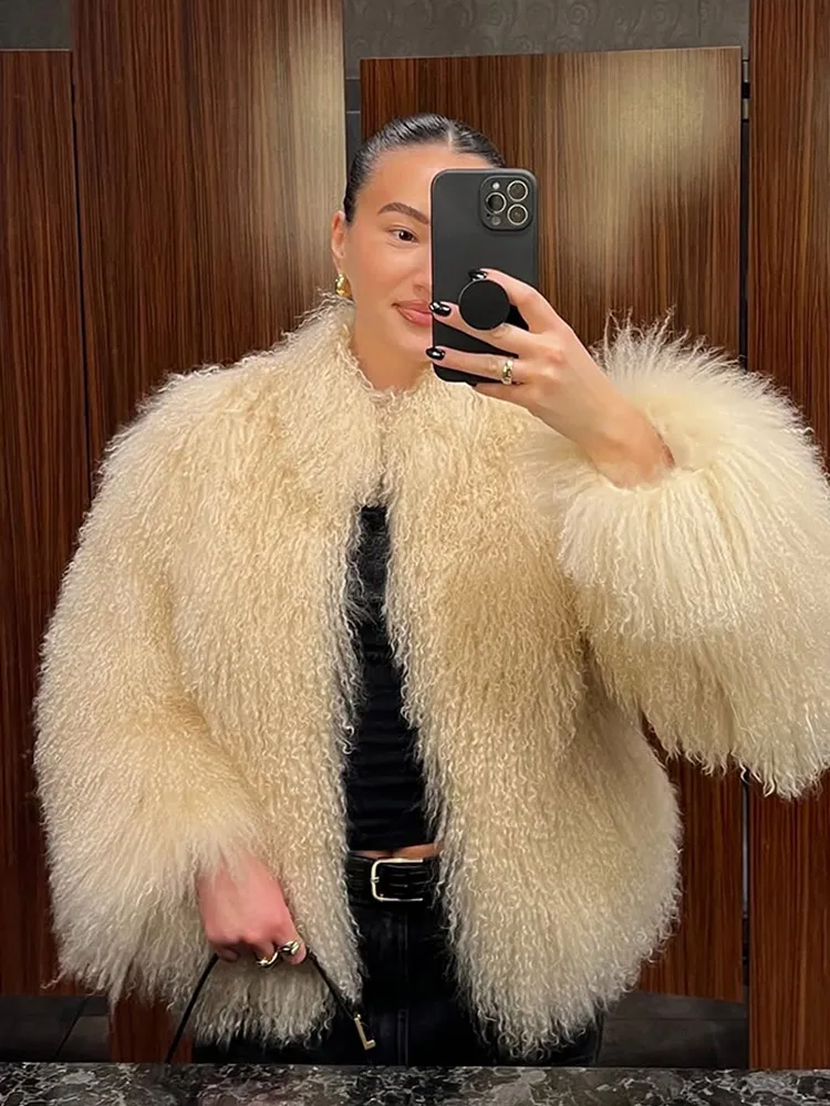 カジュアルなプラッシュフェイクファーコート レディース 長袖 エレガント ソフト 暖かい ルーズ カーディガン ジャケット 2025 秋 デイリー ハイストリート アウターウェア