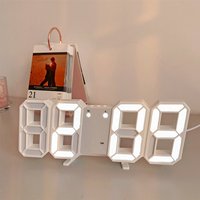 Hot Modern 3D Digital Wall Clock LED USB Electronic Wall Clocks Luminous Alarm Date Temperature Table Clock Desktop Home Decor