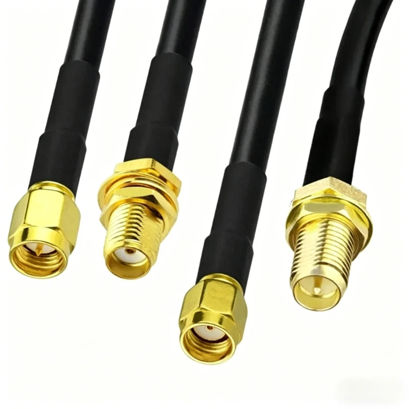 

RP SMA Male/SMA Male /SMA Female/RP SMA Female Crimp Connector RF Coaxial Plug for RG58 LMR195 RG142 Cable Gold Plated