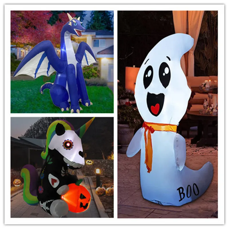 Decoración inflable de Halloween para patio, luces LED integradas, modelo inflable, adorno para exteriores, fiesta de año nuevo, decoración de jardín