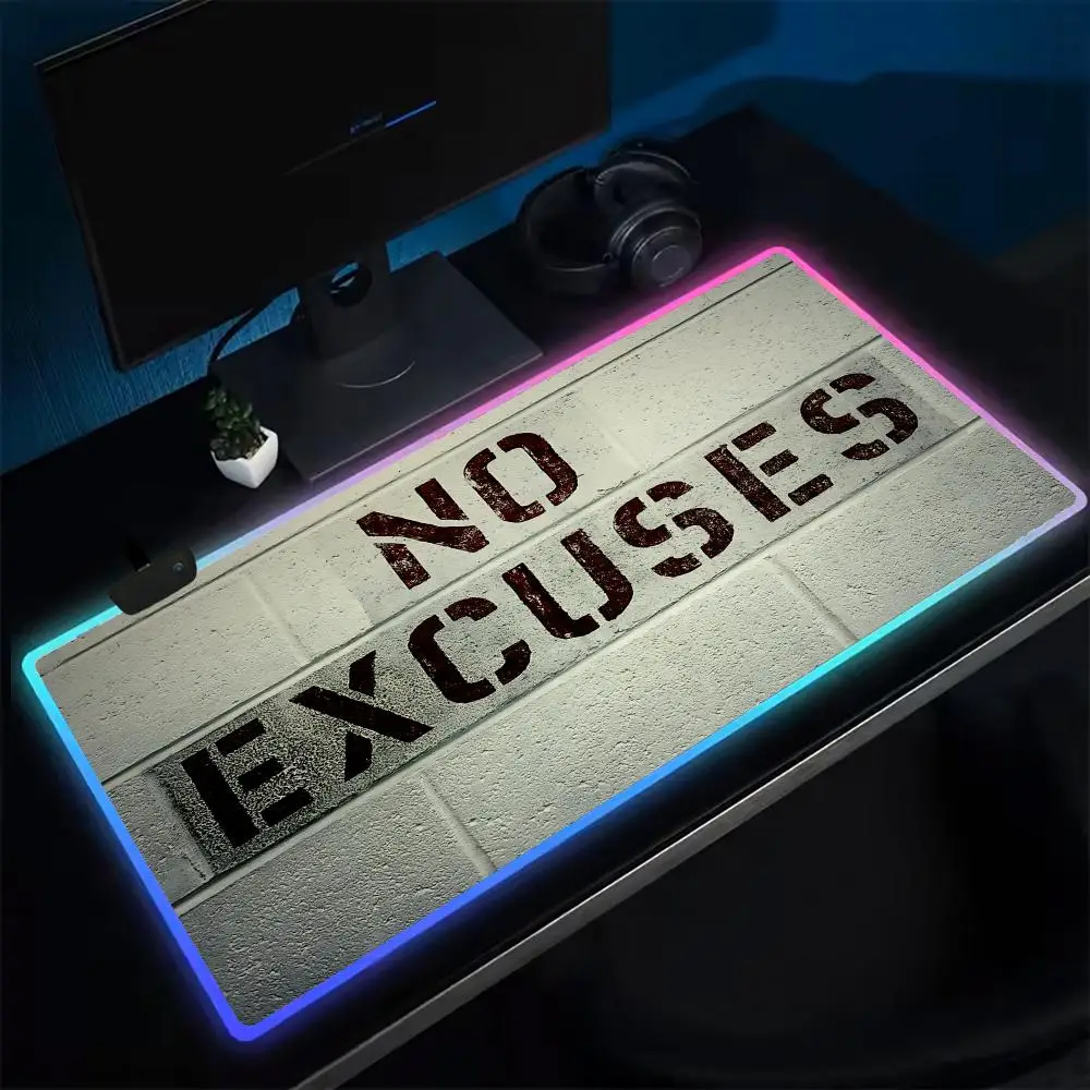 

Game GYM No Excuses Mouse Pad Anime Gaming Mouse Pad LED Table Pads Backlit Rubber Desktop XXL RGB Desk Mats