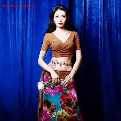Belly Dance  Suit Female Adult High-end Temperament Top Long Skirt Performance Clothes Set