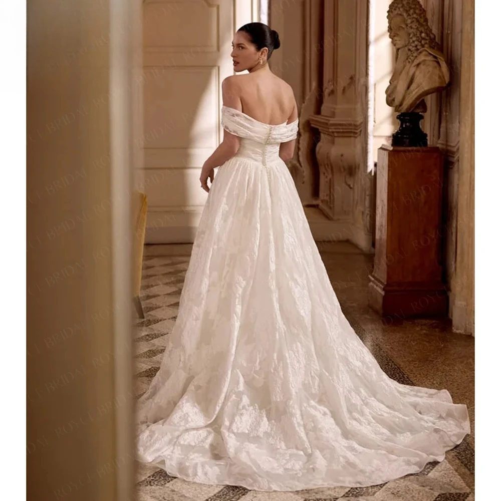 Vintage Satin Off-the-Shoulder Wedding Dress for Women 2026 Bridal Dress Vestidos Roycebridal Customized