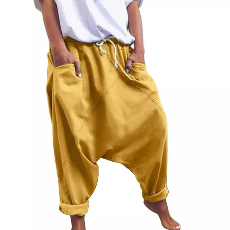 Pantalon sarouel décontracté à entrejambe pour femmes, sarouel à lacets à la mode, pantalon pour femmes, Streetwear Hip-hop surdimensionné pour femme