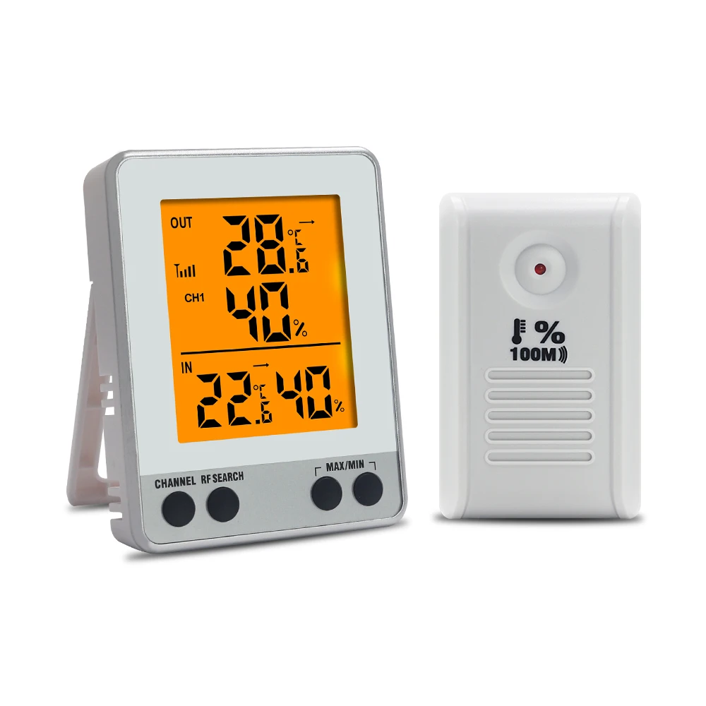 

Wireless Sensor 100M Weather Station Digital Thermometer Hygrometer Backlight Temperature Humidity Meter Indoor Outdoor Monitor