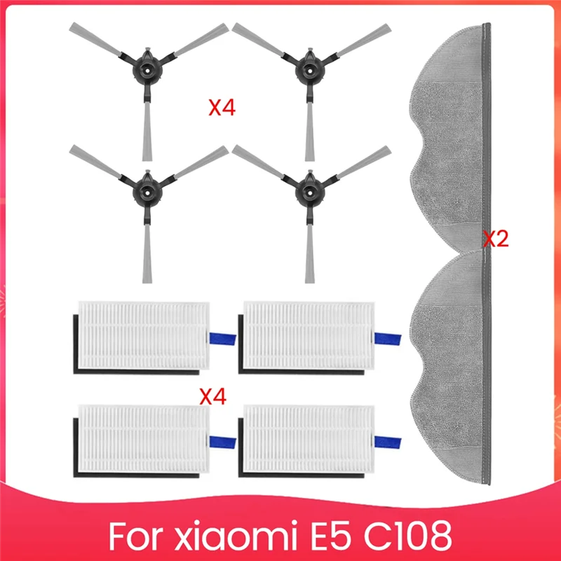 

ABRB-Replacement Parts For Xiaomi Robot Vacuum E5 C108 Mi Mijia Vacuum Cleaner Side Brush Hepa Filter Mop Cloth