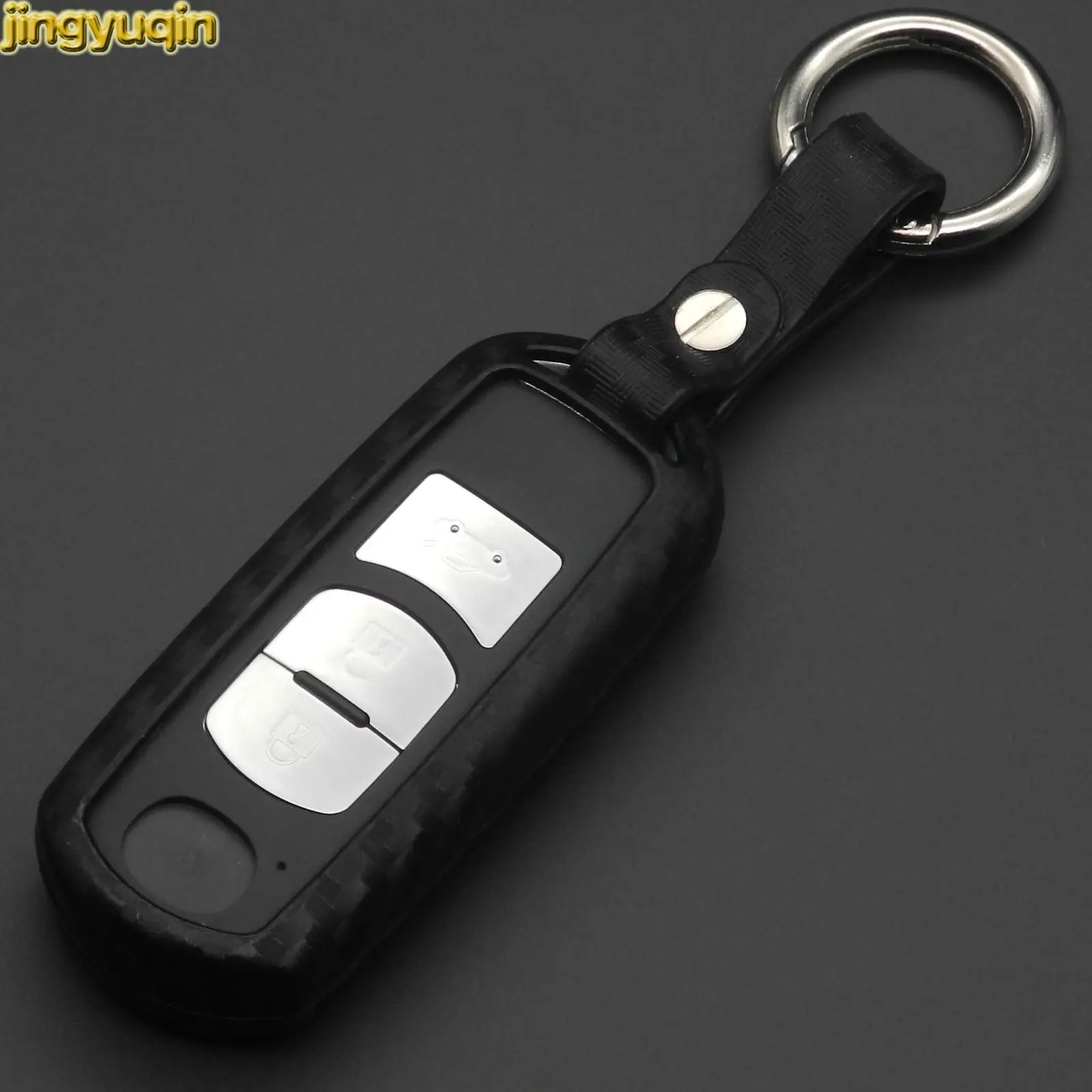 Jingyuqin 3/4Buttons Carbon Silicone Remote Key Cover Case For Mazda 2 3 6 CX5 CX7 CX8 Axela Atenza CX-3/4/5/7/8/9 MX5 Demio