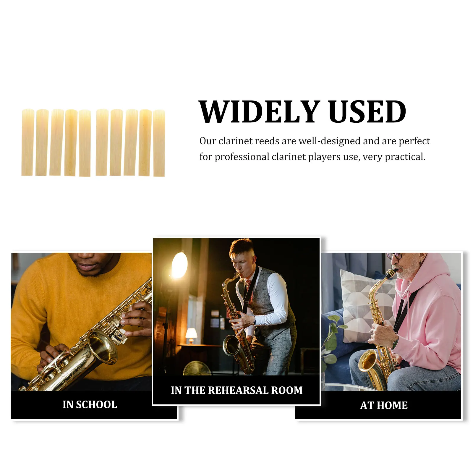 

10Pcs Clarinet Reeds Eco-Friendly Material Professional Use Durable Reed Clarinet Accessories Parts Saxophone Reed