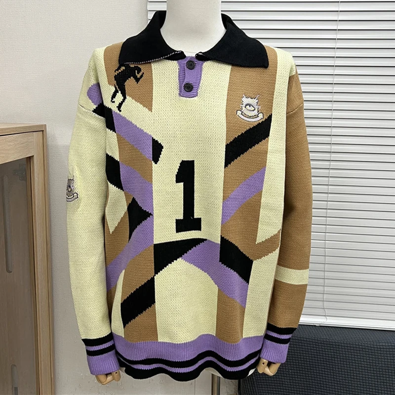 American High Street House of Errors Sweater Spring Casual Men Women High Quality Fashionable Jacquard Knitted Pullover