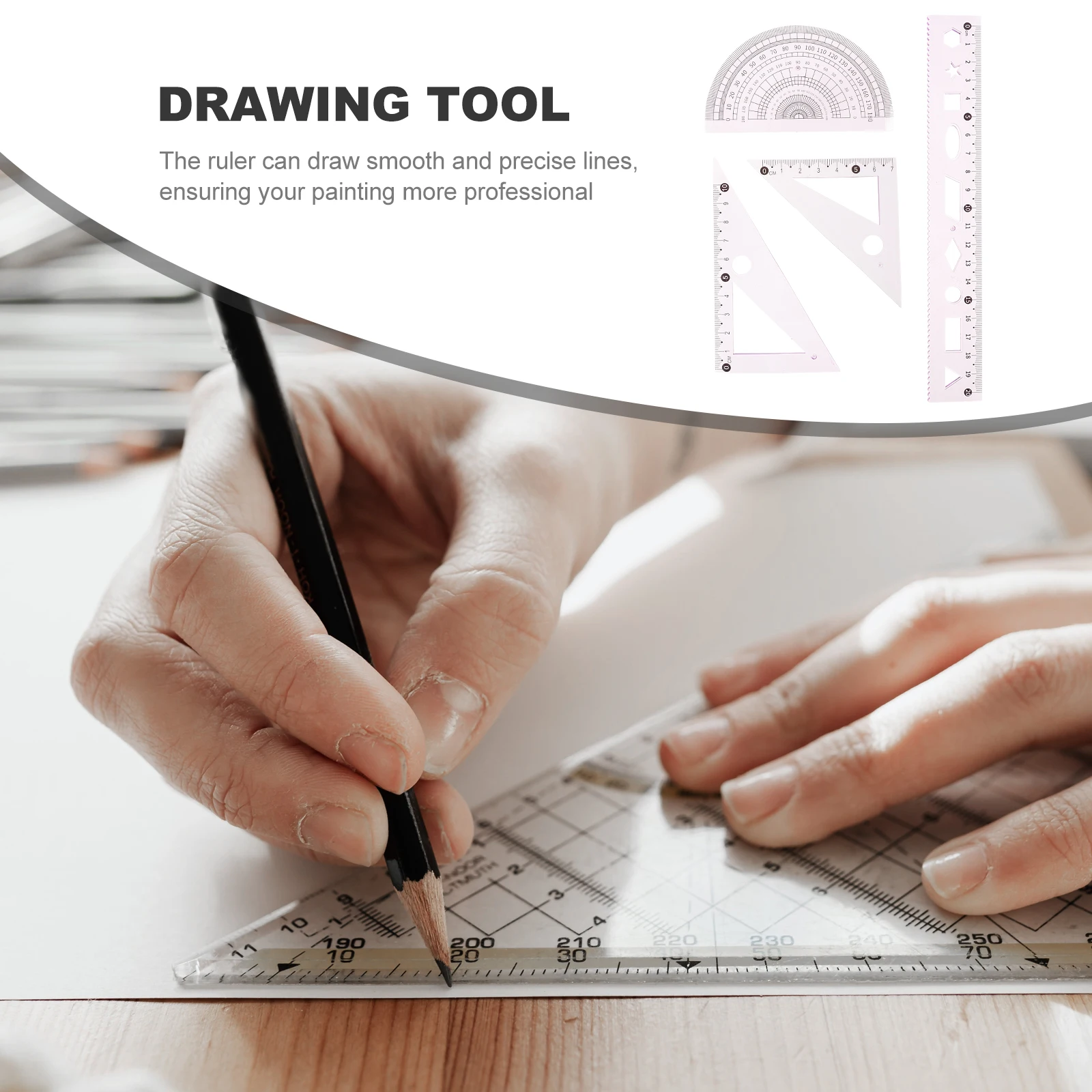 

3 set Drawing Ruler Set 30Cm Lightweight Measuring Tool For Artists Students Architects Drafting Supply Multi-Functional Math