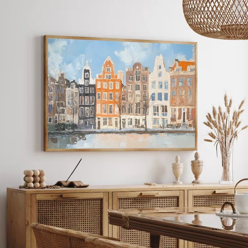 نهر السين في باريس ريفي المدينة الأوروبية البندقية قماش اللوحة أمستردام المشهد الإيطالي ملصق جدار طباعة ديكور المنزل