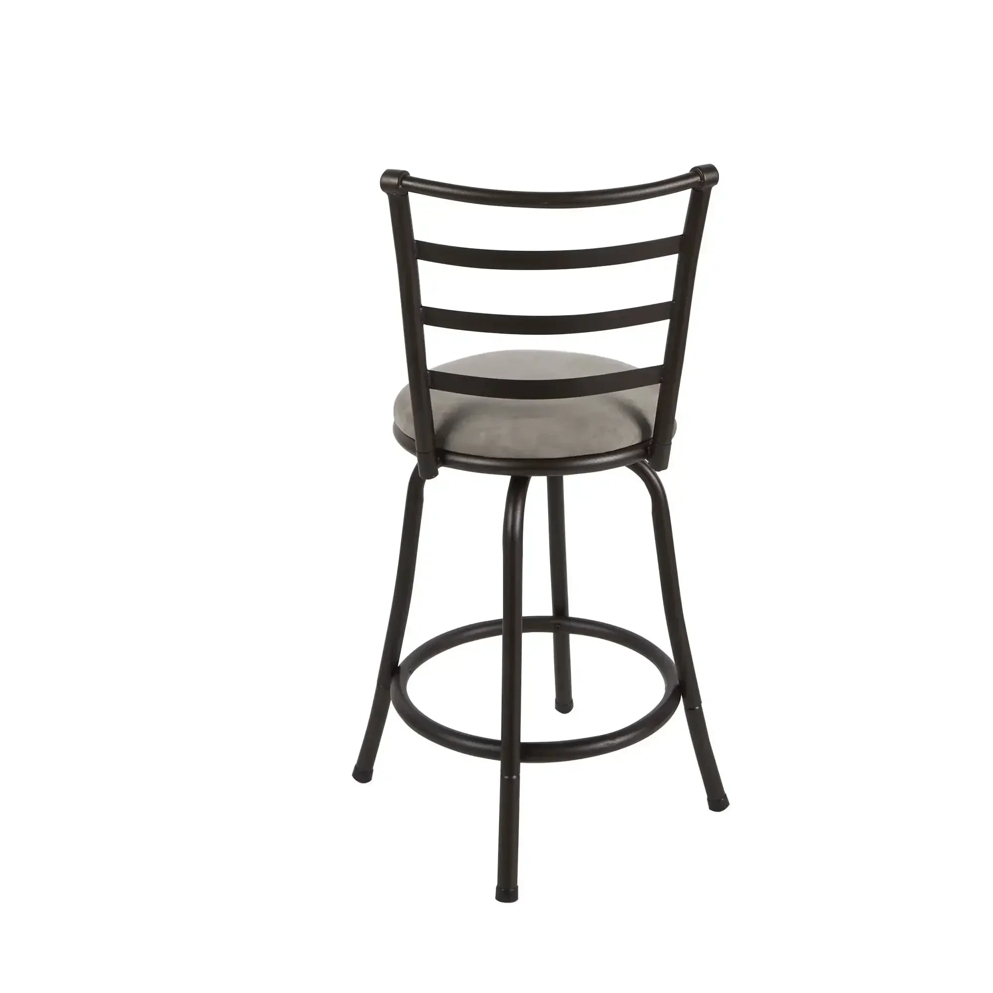 Indoor Adjustable 24" or 29" Swivel Barstool, Grey Microfiber Cushion