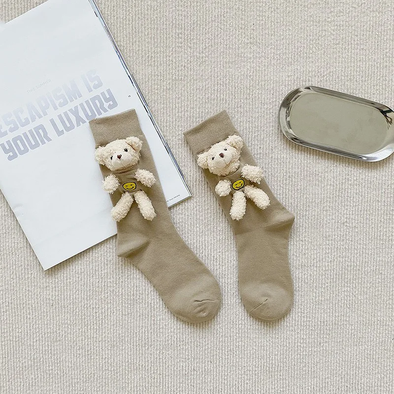 Women's - Spring & Summer Candy-colored 3D New Fashion, Women's Ins Cute 3D Bear Socks, Korean-INS Style