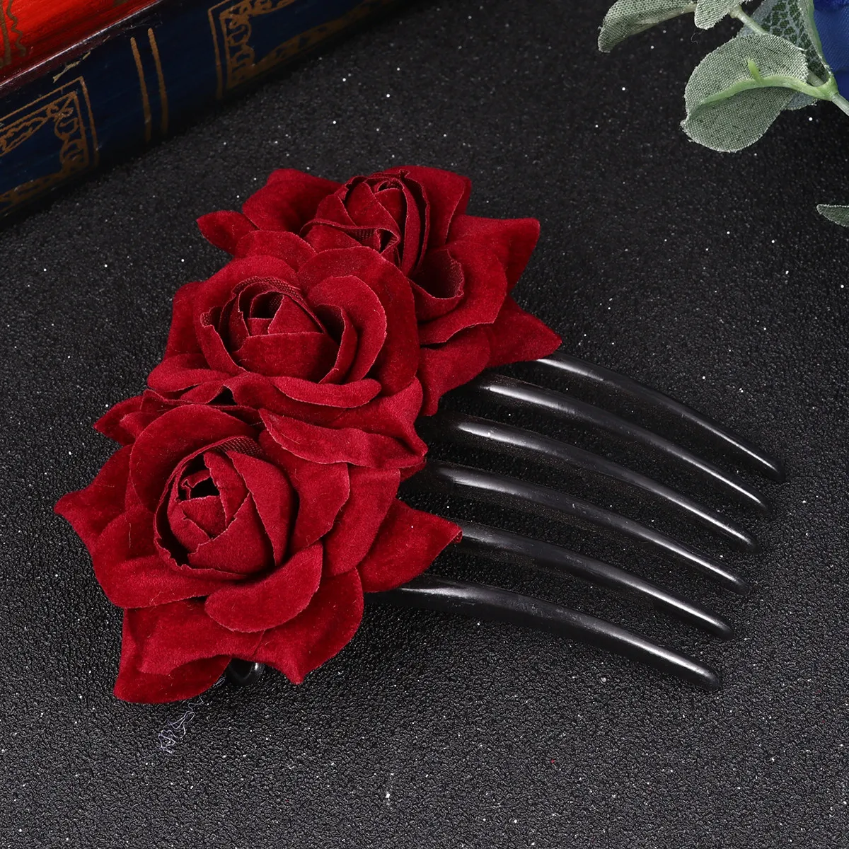 

1 шт. Расческа-гребень с розами, красивая цветочная расческа для волос для женщин и девушек, свадебный головной убор, для свадебных церемоний, фестивалей, фотосессий, стильная