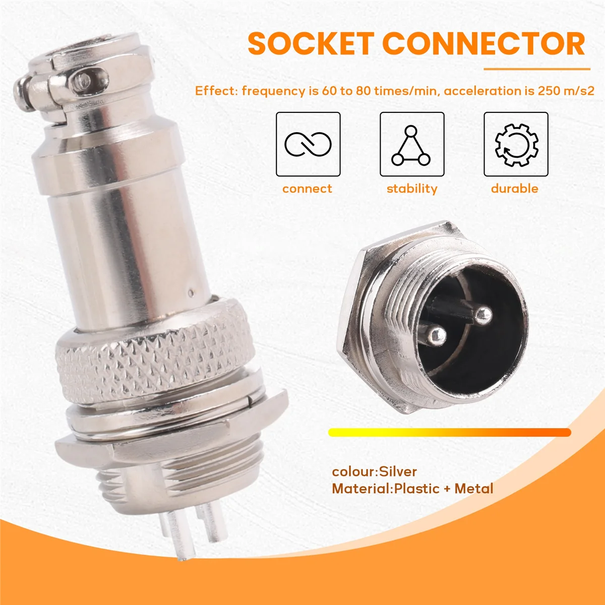 A44TGX16 Aviation Connector 2-Pin 400V Screw Type Male and Female Butt Cable Connector Aviation Plug Socket Connector