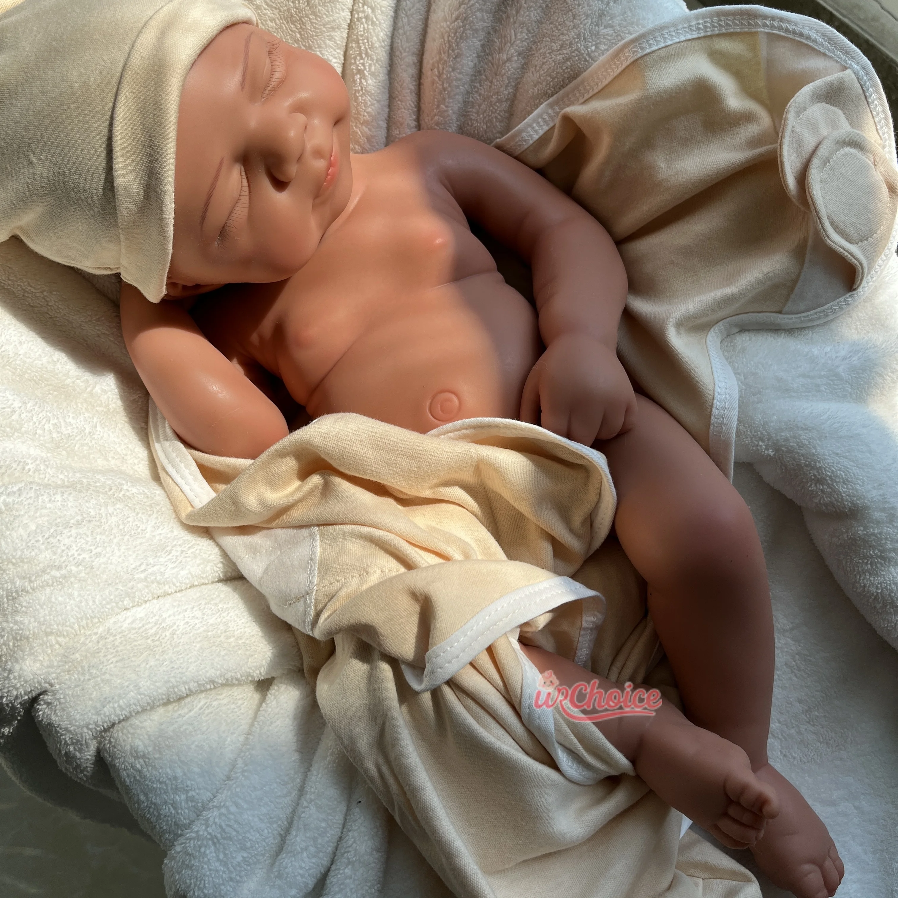 47cm Miękka, pełna silikonowa lalka Reborn 3D, leżąca na słońcu, cicho śpiąca, noworodek, dla uzdrawiania psychologicznego, prezent.