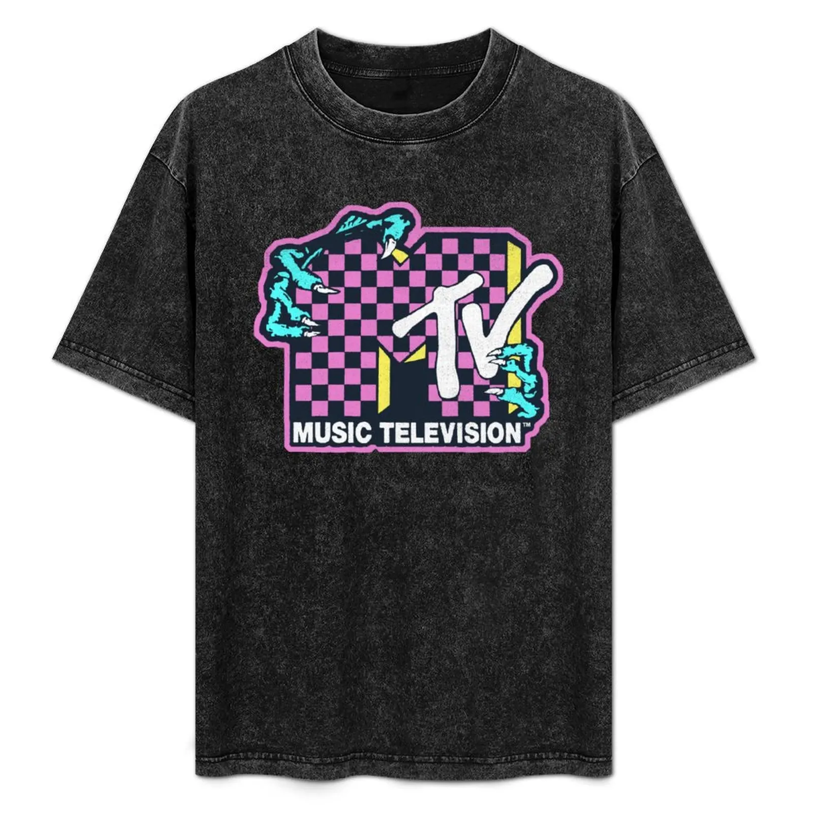 

MTV Checkered Monster Hand Logo T-Shirt Holiday Lightweight T-Shirt