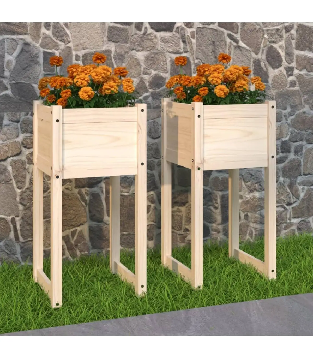 Planter pots and planters 2 units solid pine wood 40x40x81 cm