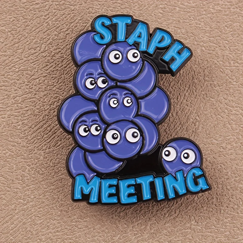 Staph Meeting Brooch Pin - Party Style Alloy Bacterial Humor Public Health Badge Accessory