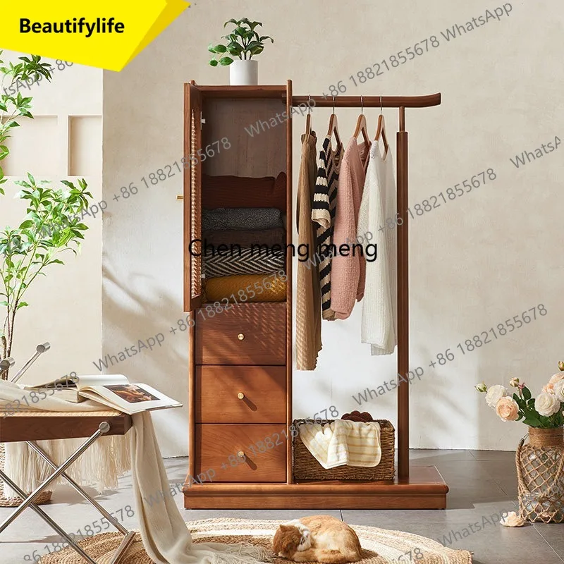

01A Wabi Sandy Nordic Coat Rack Cabinet Multifunctional Household Modern Floor-to-Floor Hanger Storage Cabinet